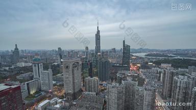 南京紫峰大厦城市建筑群日转夜延时固定延时摄影